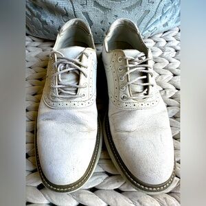 FOOTJOY Mens Traditions White Leather Lace Up Golf 57903 Soft Spike Shoes 7M